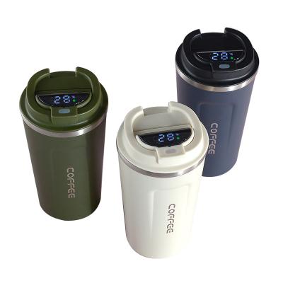 China Stored smart drinkware temperature control travel mug/custom smart water bottle mugs vacuum flask with led display for sale