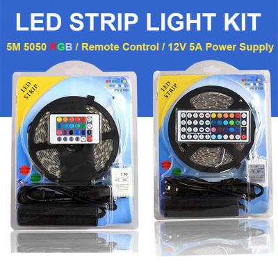 China Die Farbe, die Streifen-Licht-ganzen Satz 5M 5050SMD RGB LED ändert, kommen mit Fernbedienung und Stromversorgung zu verkaufen