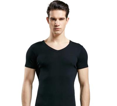 China Casual Anti-wrinkle Sports Custom Mens V-Neck Black Cotton T-Shirts for sale