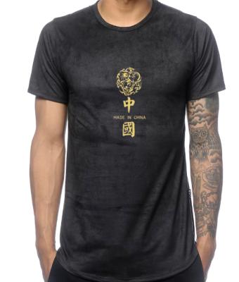 China Low MOQ China Custom Printing Anti-wrinkle Design Logo Suede T-shirt for sale