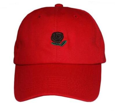 China COMMON Unstructured Dad Hat in Red, Rose Dad Hat Embroidery, Cheap Custom Dad Hats for sale