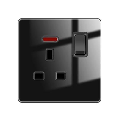 China High Quality Multipurpose Wall Socket With USB For UK Switches And Sockets Tempered Glass Home Black for sale