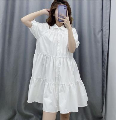 China Breathable Fashion Women's Breathable Mini Dress Vintage Lapel Collar Ruffled Soft White Female Dresses Classy Vestidos Mujer for sale