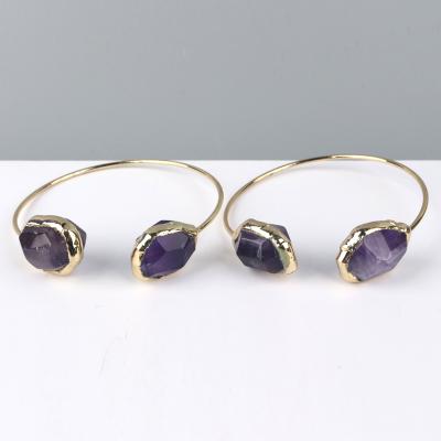 China China Wholesale Amethyst Crystal Bracelets Healing Crystal Bangles Rough Crystal Bangles for sale