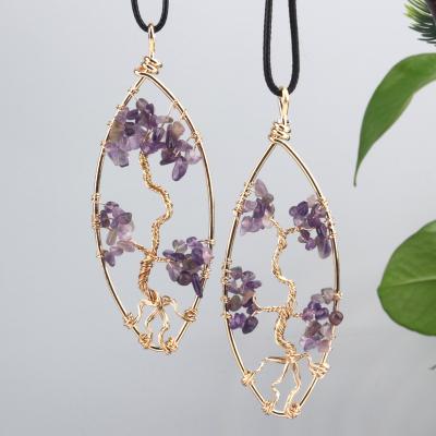 China China Natural Unique Tree Crystal Pendants Amethyst Pendants Crystal of Life Pendants for sale