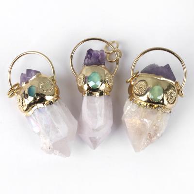 China New Product Crystal Pendant Amethyst Crystal Cluster Raw Natural Crystal Necklace from China for sale