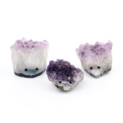 China Crystal Craft Crystal Cluster Hedgehog Amethyst Animal Hedgehog from China Natural Gemstone Cutouts for sale