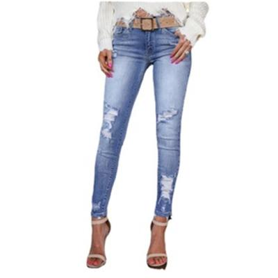 China New Arrival Skinny Women's Denim Breathable Pants Ripped Denim Fashionable Women's Pants for sale