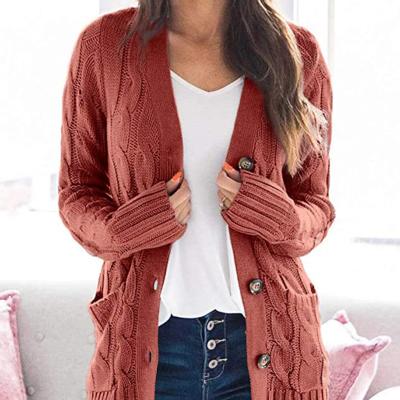 China Anti-wrinkle 2021 autumn and winter new women's solid color all-match loose cardigan knitted casual sweater for sale