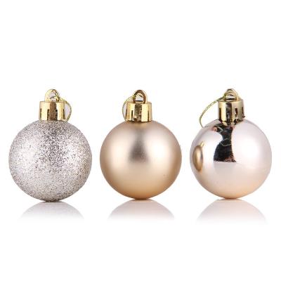 China 24pcs 8cm Plastic Christmas Tree Ball Decoration Hanging Modern Colorful Shiny Christmas Supplies for sale