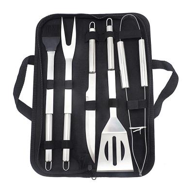 China Dustproof BBQ Accessories Stainless Steel Tool Kit BBQ Bag Cloth 6pcs Outdoor Grill Set for sale