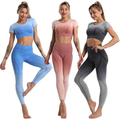 China Drop Shipping Breathable Women Workout Clothes Seamless Leggings Set Sports Wear For Women Gym Clothing Yoga Sport Set for sale