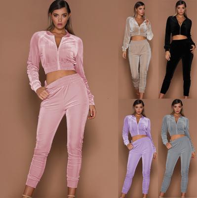 China 2021 winter QUICK DRY clothes for women sheath long sweat suits outfits velor two piece pants set tracksuit for sale