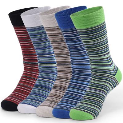 China Fun Striped Colorful Novelty Antibacterial Mens Crazy Patterned Dress Socks Cotton Calf Fashion Socks for sale