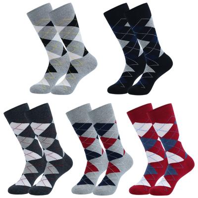 China Antibacterial Rib Argyle Office Daily Men Business Classic Dress Combed Cotton Solid Premium Socks for sale