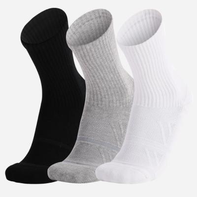 China Anti-Fault Plain Gray White Black Color Breathable Cotton Skate Socks for sale