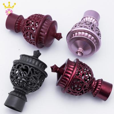 China Contemporary Roman Pole Fittings Spray Paint Multicolor Plating Hollow Roman Rod Decorative Head for sale