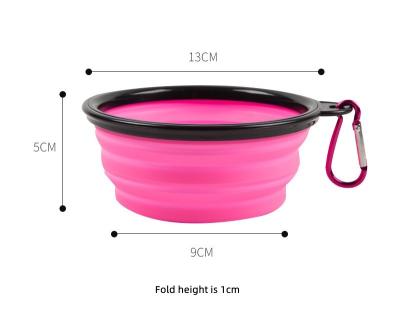 China Non-automatic cat folding bowl food water basin silicone pet bowl pet portable bowl pothook dog feeders for sale