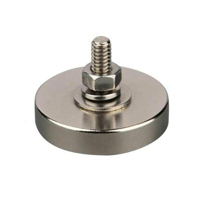 China 1/4 Inch Round Stud Holder Industrial Strong Magnet Neodymium Magnet 150LBS Male Thread for sale