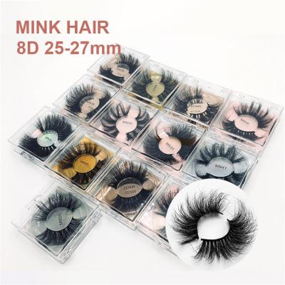 China Cruelty Free Hot Sale Dramatic 27MM Thick Fluffy Lashes 8D 25mm Lashes 8D 25mm Long Thick and Long False Eyelashes 27MM for sale