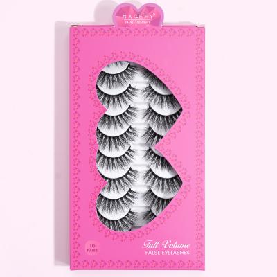 China Long Natural Wholesale 10 Pairs Natural Tapered Faux Mink Eyelash Packaging 3D Eyelashes Vendor 12-16mm for sale