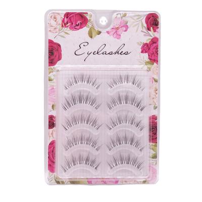 China 5 Pairs Natural Transparent Soft Terrier Long Newly Designed Custom Synthetic Mink Hair 5 Pairs Long Transparent Natural Thin 3D False Eyelashes for sale