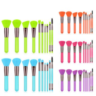 China 2021 Fluorescent Color Wholesale 10pcs Handle Ladies Makeup Brushes Soft Skin-Friendly Soft Skin-friendly Fluorescent Color Handle 10pcs Ladies Makeup Brushes for sale