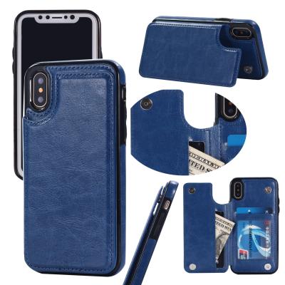 China Shockproof Leather Magnetic Flip Wallet Mobile Phone Case Kickstand PU Clasp Protection For Iphone for sale