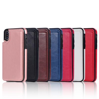 China Shockproof Premium PU Leather Double Buttons Magnetic Flip Wallet Shockproof Mobile Phone Cases For iPhone 11 12 13 for sale