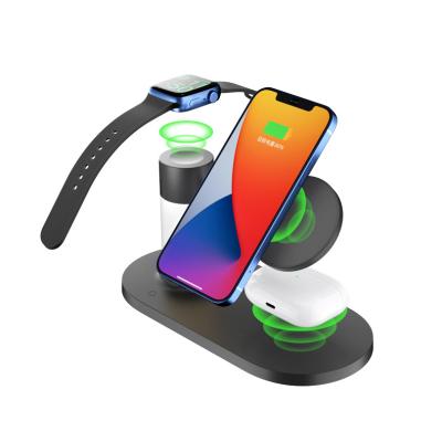 China Wholesale Creative 15W Smart Watch Fast Charging 4 in 1 Magnetic Wireless Charger Dock Station with Touch Lamp for sale