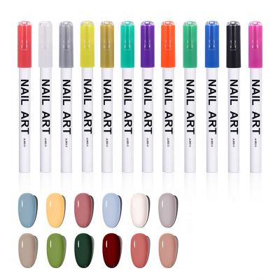 China Hot Sale DIY Non-Toxic Custom Nail Art Graffiti Pen One Step Soak Off UV LED Gel Nail Polish Pen for sale