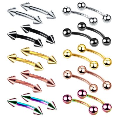 China High Quality Wholesale Punk Colorful Boby Piercing Retainer Stainless Steel Navel Rings Eyebrow Stud for sale