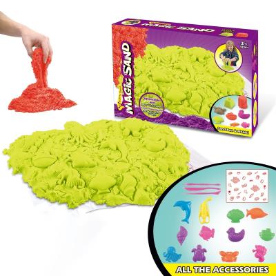 China Incredibly Soft Squishy Plastic Magic Sand Toy With 8Pcs Moldable Tool Kit For Kids Magic Space Sand Toy for sale