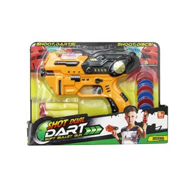 China Plastic Toys Gun Toy Gun With Soft Bullet Set Plastic Discsi Launch And Darts Game Gift Bullet Safe Outdoor Shooting Soft Gun for sale