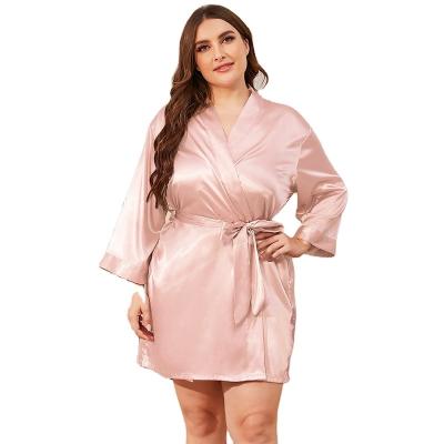 China QUICK DRY Women's Long Robes Bride Bridesmaid Party Satin Long Robes Sheer Short Silky Sleepwear for sale