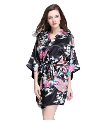 China Summer QUICK DRY Printing Women's Casual Silk Pajamas Homewear Nightgown Wholesale for sale