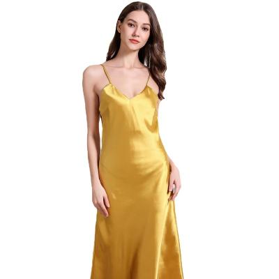 China Best Price V Neck Satin Nightgown Ladies Suspender Skirt Women QUICK DRY Sleepwear for sale