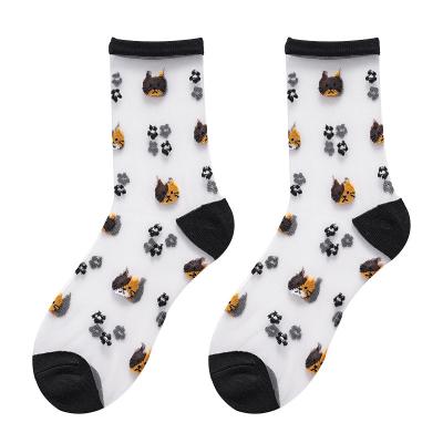 China QUICK DRY Comfortable Breathable Chiffon Print Pattern Print Pattern Women Silk Cute Socks For Summer for sale