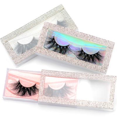 China Custom 25MM High Quality Natural Soft 3D Mink Eyelash With Packaging Box Mink Natural Eyelashes Bulk Fluffy Lashes for sale