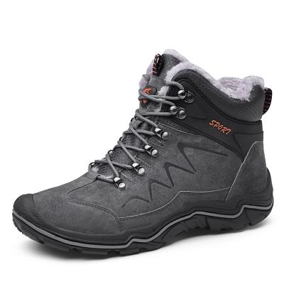 China Fashion Trend Drop Shipping Warm Men's Trekking Shoes Mid Cut Winter Snow Waterproof Outdoor Mountaineers Fur Hiking Shoes Boots for sale