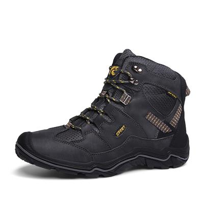 China Fashion Trend Drop Shipping Good Quality Men's Trekking Shoes Mid Cut Genuine Leather Waterproof Outdoor Mountaineers Hiking Shoes Boots for sale