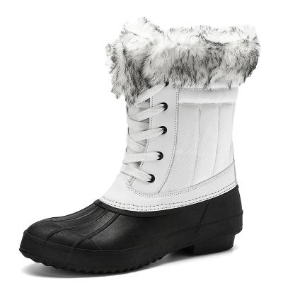 China Light Warm Women's Sand Water Proof Winter Duck Boots Sale Size 36-42 Women's Lace-Up Mid Calf Warm Plush Fashion Casual Shoes Rain Boots for sale