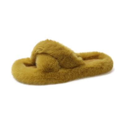 China 2021 Autumn And Winter New Korean style fluffy women's slippers fashion trend ladies shape fluffy cotton outdoor flat thick bottom slippers for sale