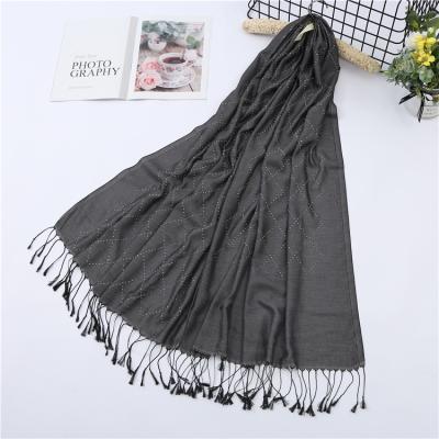 China Wholesale Price Universal Accessories Silk Scarf Double Sided Hot Designer Muslim Long Beard Piercing Headscarf Color for sale