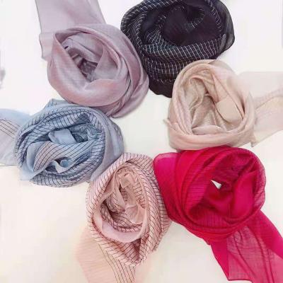 China 2021 silk new jacquard silk scarf islamic scarf wholesale turban free small plaid available in the current instant shawl tudung for sale