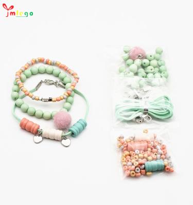 China BOHEMIA Macaron Color Bracelet Wooden Beaded Jewelry Making Kit with Tassel for Kids DIY Simple Design for sale