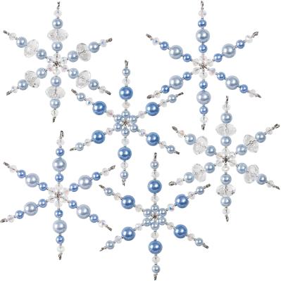 China For DIY Christmas Snowflake Frame Christmas Decoration DIY Light Blue Color Beaded Snowflake For DIY Craft Set for sale