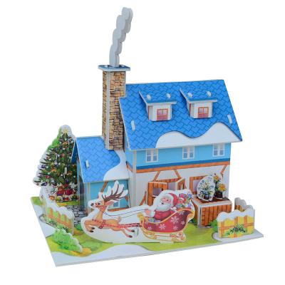 China 100% Eco-friendly Christmas in the Snow Creative Christmas Model Ornaments Puzzle 3D Puzzle Children's Toy Model for sale