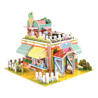 China 100% Eco-friendly Summer Ice Cream Shop DIY Model Playhouse 3D Puzzle Children's Toy Educational Models for sale