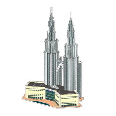 China 100% Eco-friendly Twin Towers Building Educational Learning Game Model 3D Puzzle Puzzle Children For Toys for sale